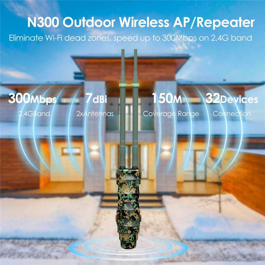 WAVLINK WN570HN2 300Mbps High Power Outdoor Router Poe Weatherproof AP  /  Repeater Mode WiFi Extender