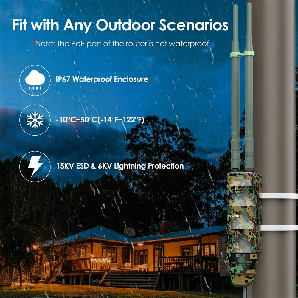 WAVLINK WN570HN2 300Mbps High Power Outdoor Router Poe Weatherproof AP  /  Repeater Mode WiFi Extender