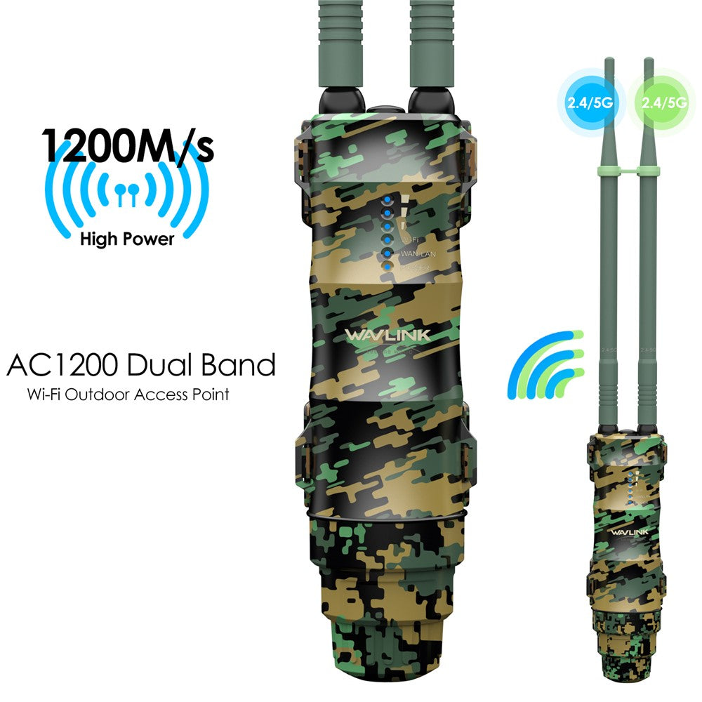 WAVLINK WN570HA2 AC1200 Dual Band Wireless Router IP67 Waterproof Outdoor WiFi Extender with Poe