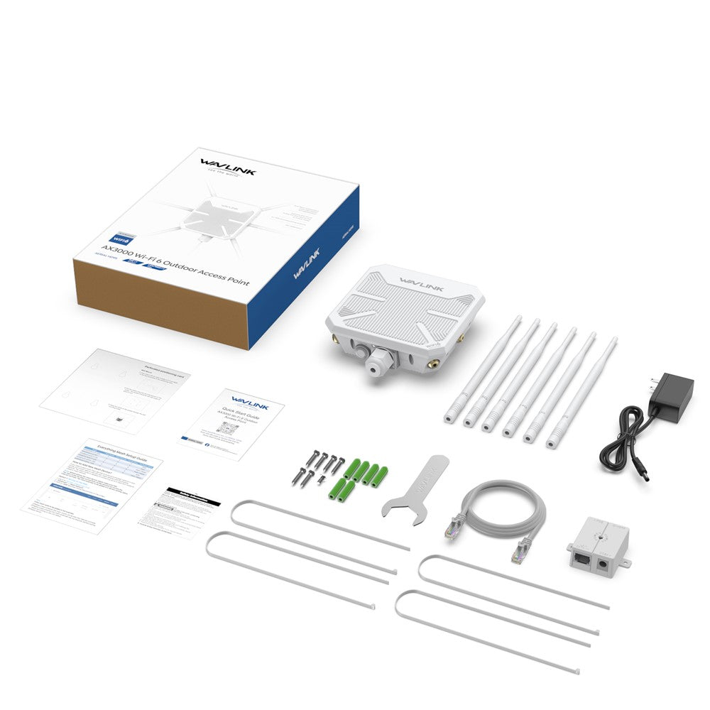 WAVLINK WN588HX3 AX3000 Dual Band Outdoor WiFi 6 Access Point Active / Passive PoE Repeater with 6x7dBi Antennas