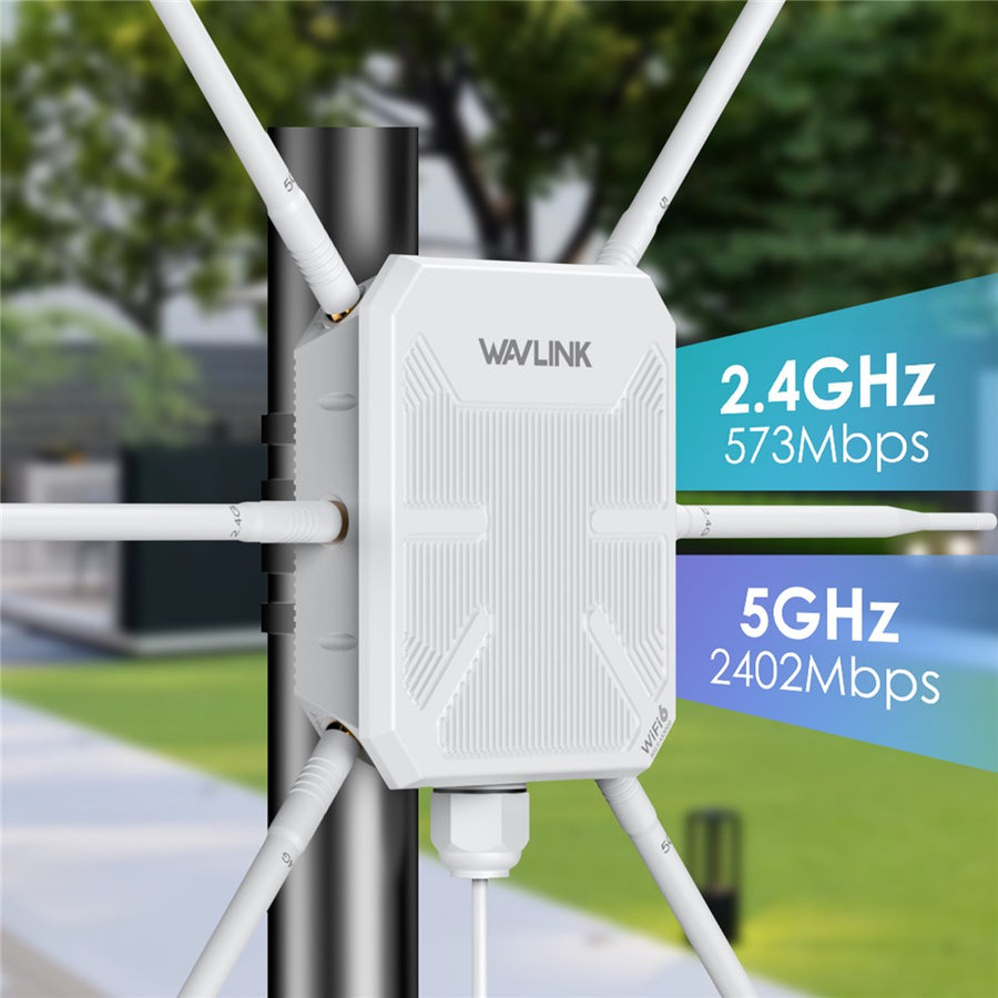 WAVLINK WN588HX3 AX3000 Dual Band Outdoor WiFi 6 Access Point Active / Passive PoE Repeater with 6x7dBi Antennas