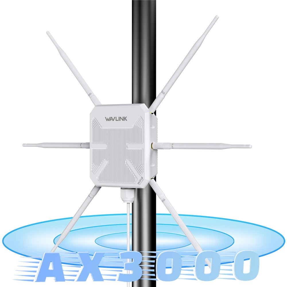 WAVLINK WN588HX3 AX3000 Dual Band Outdoor WiFi 6 Access Point Active / Passive PoE Repeater with 6x7dBi Antennas