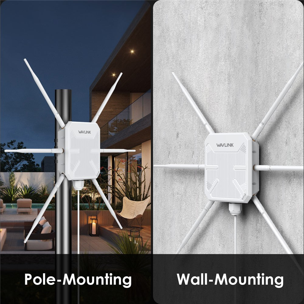 WAVLINK WN588HX3 AX3000 Dual Band Outdoor WiFi 6 Access Point Active / Passive PoE Repeater with 6x7dBi Antennas