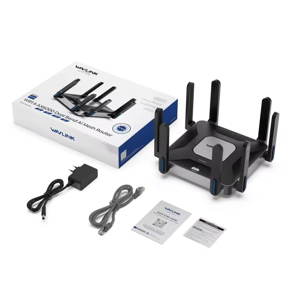 WAVLINK WN592AX6 AX6000 Dual Band WiFi 6 Router 2.5G Multi Gig Port Quad Core CPU for Home / Office