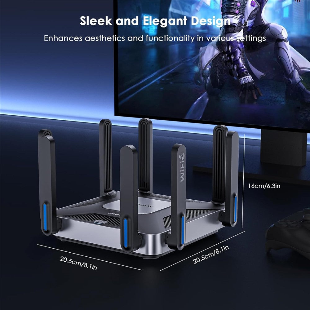 WAVLINK WN592AX6 AX6000 Dual Band WiFi 6 Router 2.5G Multi Gig Port Quad Core CPU for Home / Office