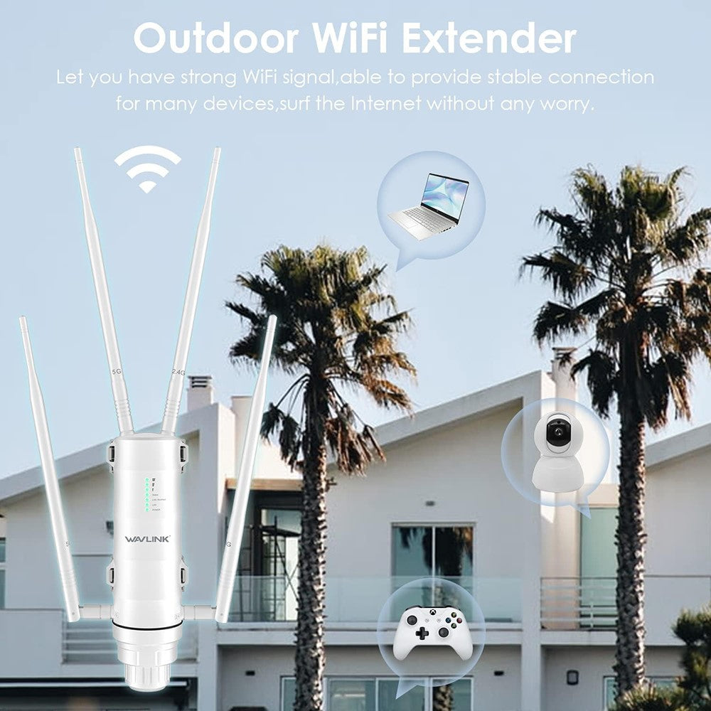 WAVLINK WS-WN572HP3-A Outdoor WiFi Extender AC1200 Dual Band Weatherproof Wireless Router with PoE, Giga Ports