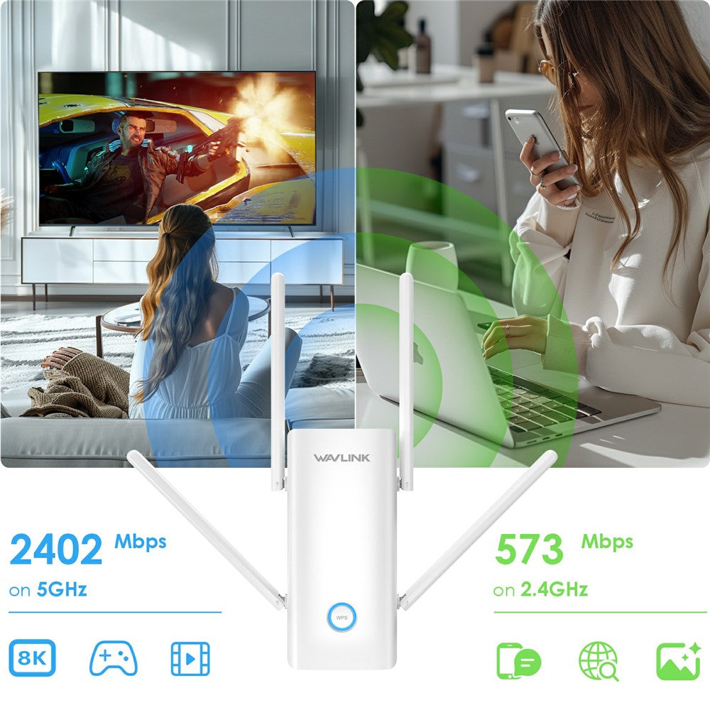 WAVLINK AX3000 2.4 / 5GHz WiFi6 Extender Repeater 1000Mbps WiFi Signal Booster Amplifier