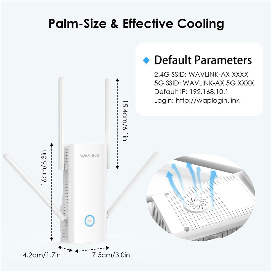 WAVLINK AX3000 2.4 / 5GHz WiFi6 Extender Repeater 1000Mbps WiFi Signal Booster Amplifier