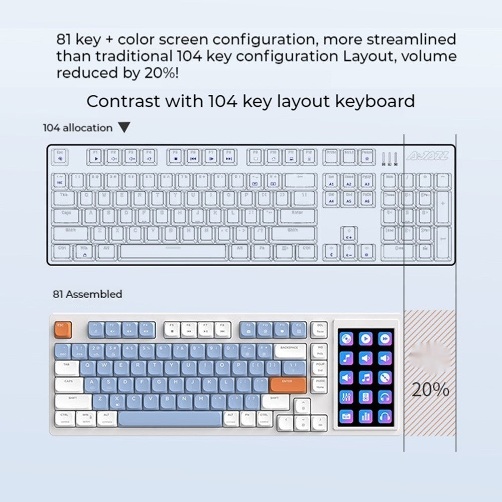 Ajazz AKP815 Wired Mechanical Keyboard, 4.95in LCD, Low Profile, photo 6