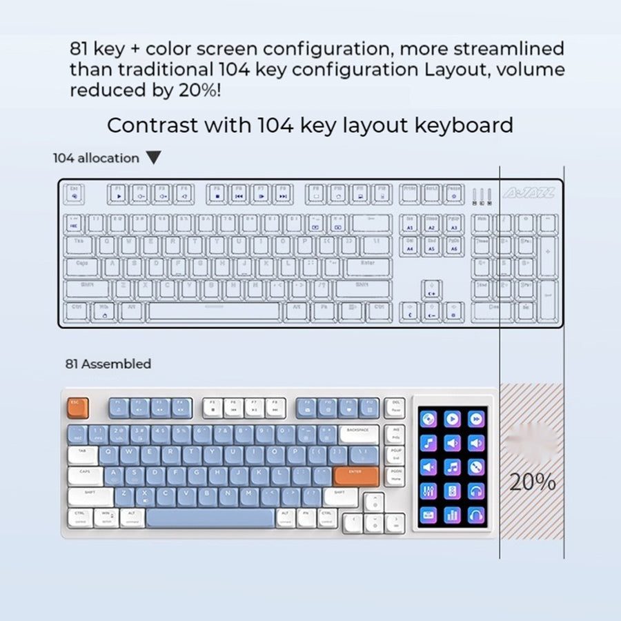 Ajazz AKP815 Wired Mechanical Keyboard, 4.95in LCD, Low Profile, photo 6