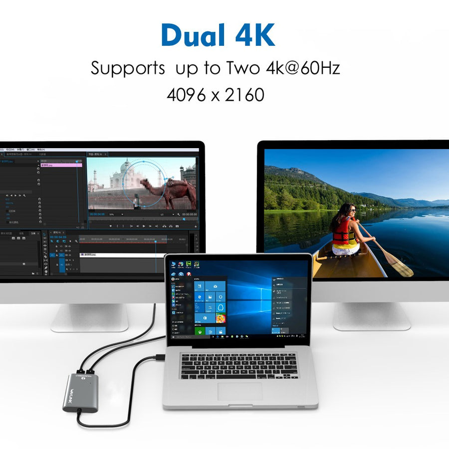 WAVLINK UTA21D Thunderbolt 3 Type-C to Dual DisplayPort Adapter DP 4K / 5K / 8K Video Display Converter
