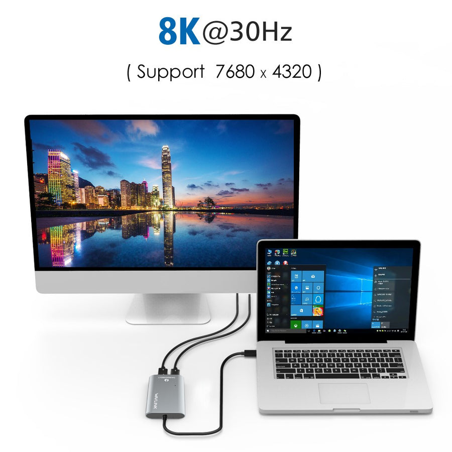 WAVLINK UTA21D Thunderbolt 3 Type-C to Dual DisplayPort Adapter DP 4K / 5K / 8K Video Display Converter