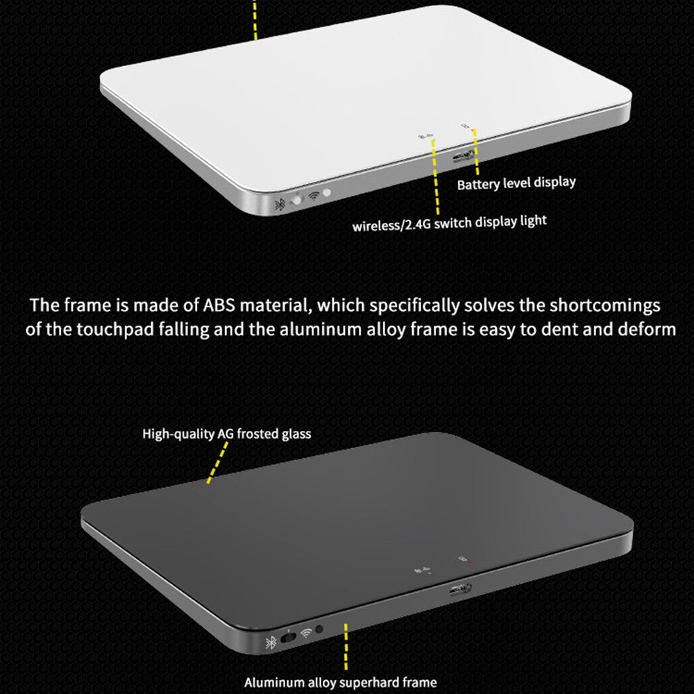 T8100 Tri-Mode Wireless Trackpad Bluetooth-compatible 2.4G USB-C Glass Multi-Gesture Touchpad for Windows Mac
