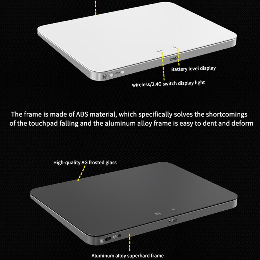T8100 Tri-Mode Wireless Trackpad Bluetooth-compatible 2.4G USB-C Glass Multi-Gesture Touchpad for Windows Mac
