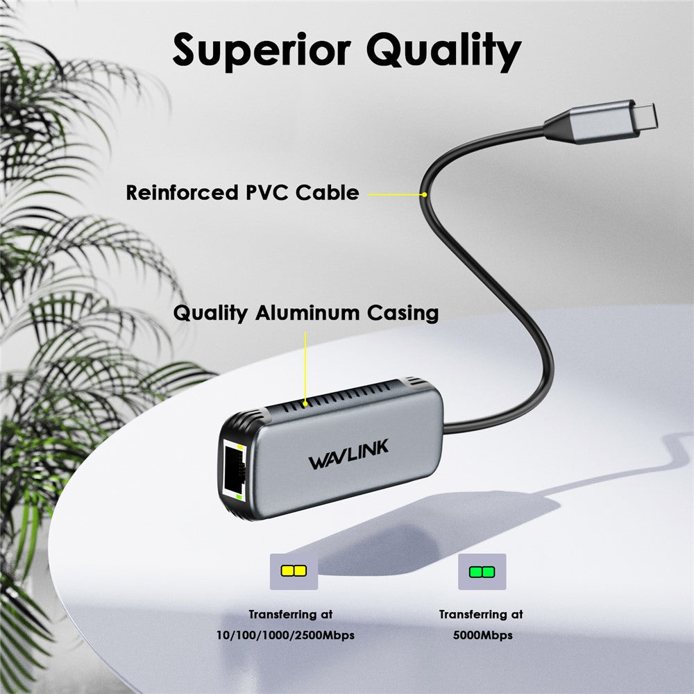 WAVLINK WL-NWU340G USB-C to RJ45 Gigabit Ethernet Adapter 5Gbps Wired Network Converter