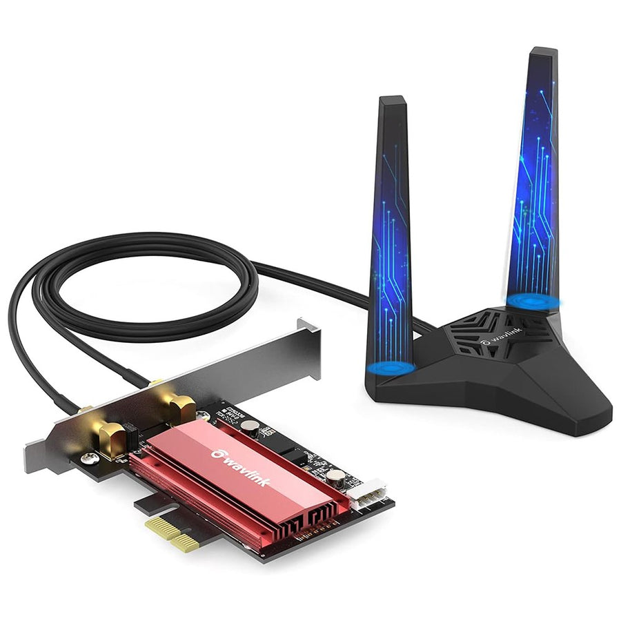 WAVLINK WS-WN675X2-B Bluetooth-Compatible 5.2 WiFi 6E AX3000 Pcie WiFi Network Card 3000Mbps Tri-Band Wireless Adapter for PC Computer