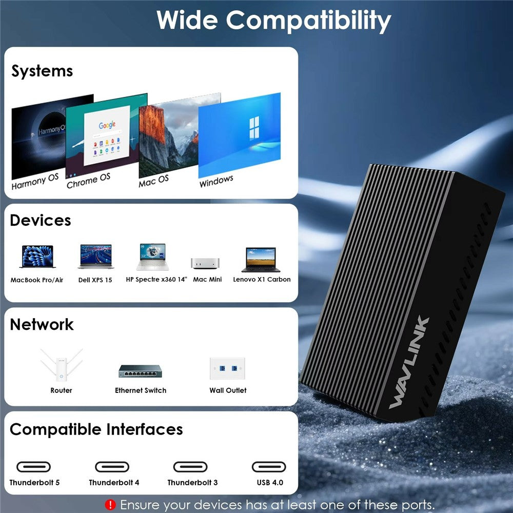 WAVLINK NWU342G 10Gbps Ethernet Adapter Aluminum Alloy RJ45 Network Converter for MacBook Windows
