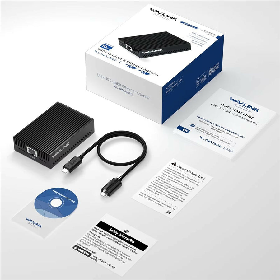 WAVLINK NWU342G 10Gbps Ethernet Adapter Aluminum Alloy RJ45 Network Converter for MacBook Windows
