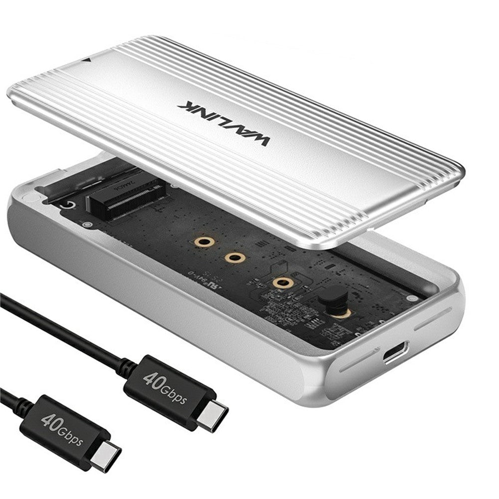 WAVLINK ST406C M.2 NVMe SSD Enclosure USB4 40Gbps Aluminum Alloy Hard Drive Case Support 2280  /  2260  /  2242  /  2230