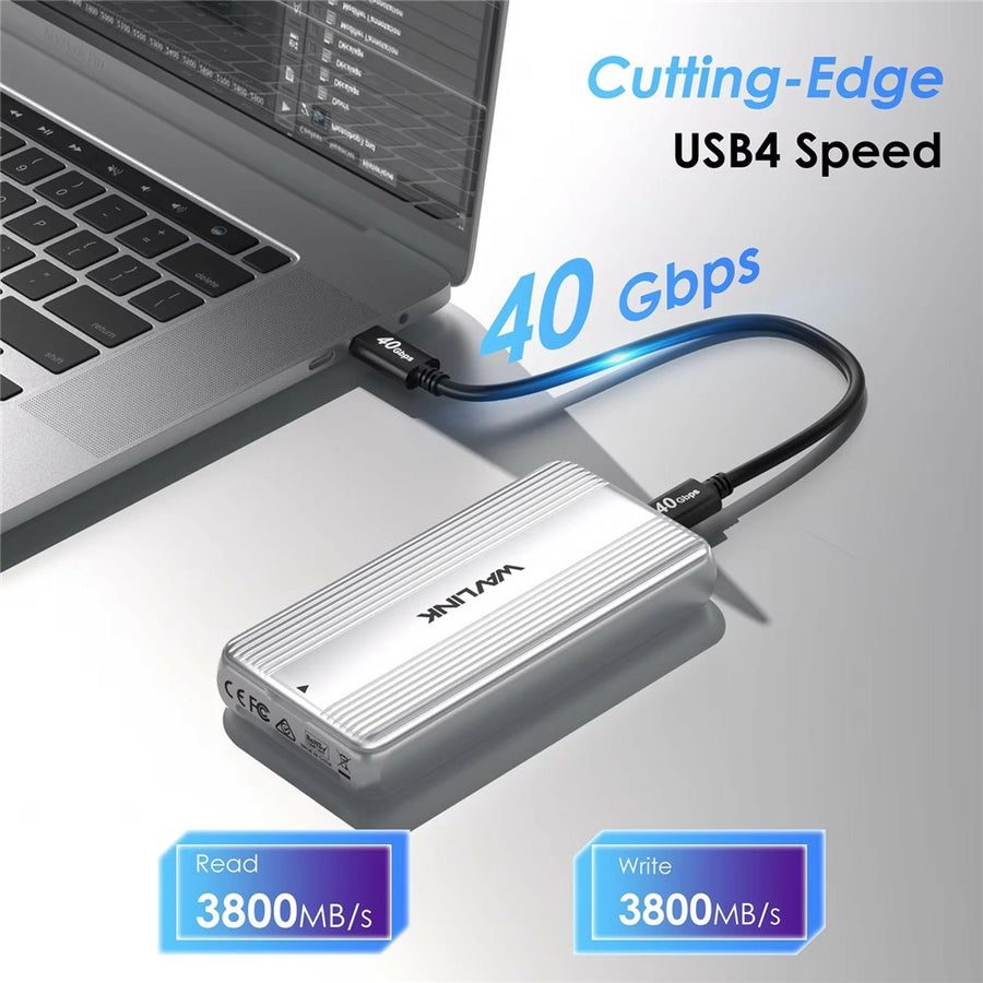WAVLINK ST406C M.2 NVMe SSD Enclosure USB4 40Gbps Aluminum Alloy Hard Drive Case Support 2280  /  2260  /  2242  /  2230