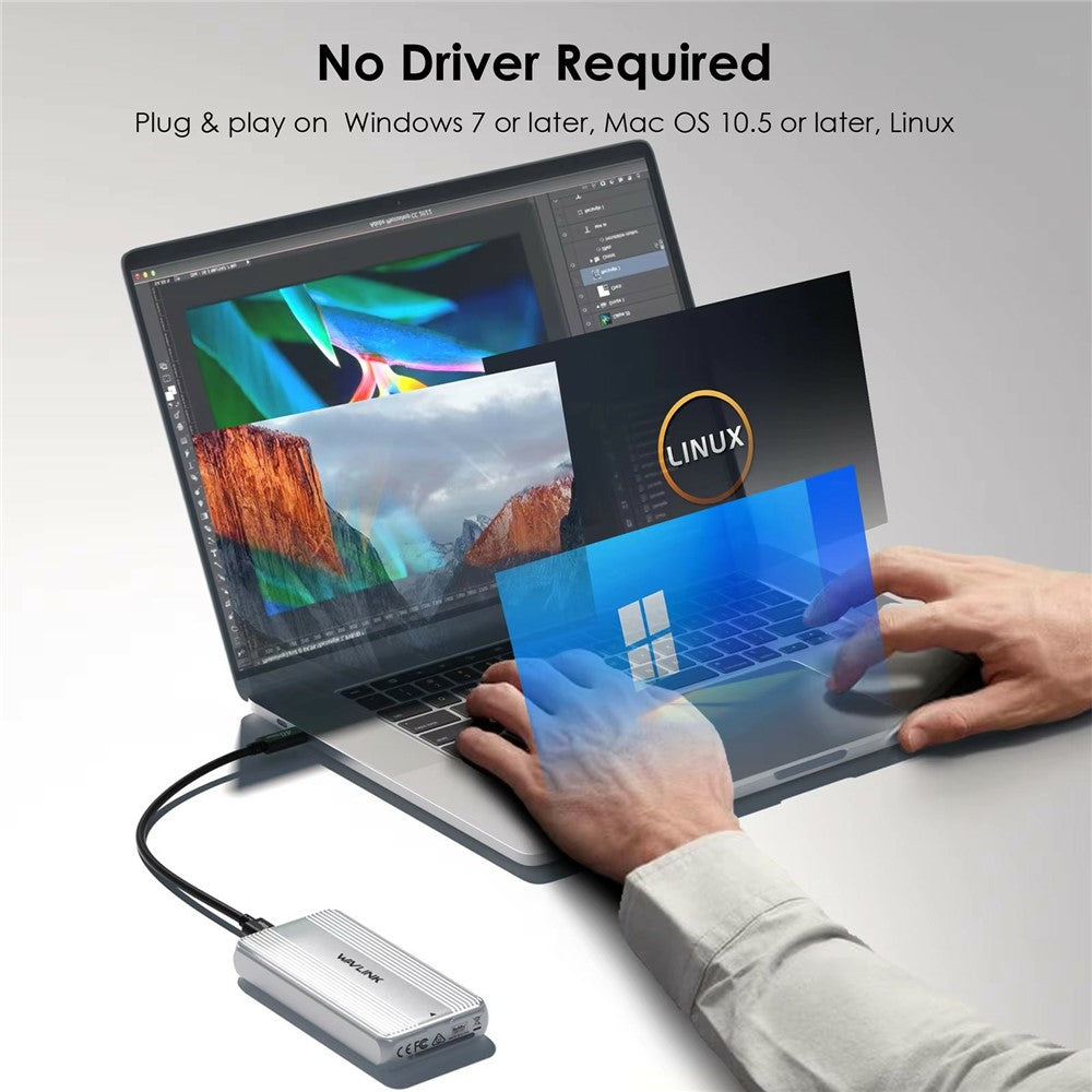WAVLINK ST406C M.2 NVMe SSD Enclosure USB4 40Gbps Aluminum Alloy Hard Drive Case Support 2280  /  2260  /  2242  /  2230