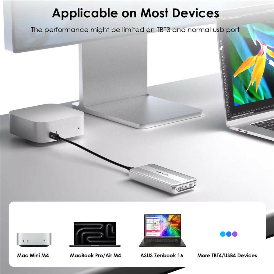 WAVLINK ST406C M.2 NVMe SSD Enclosure USB4 40Gbps Aluminum Alloy Hard Drive Case Support 2280  /  2260  /  2242  /  2230
