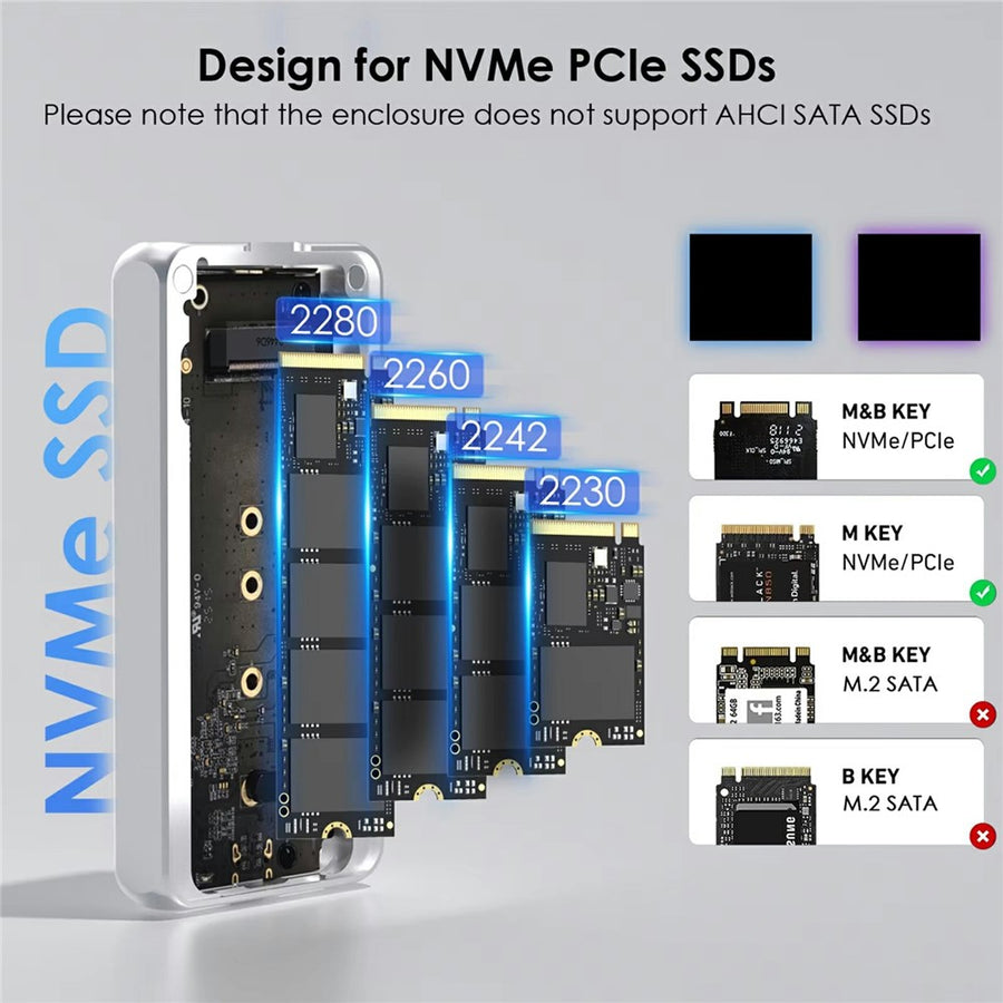 WAVLINK ST406C M.2 NVMe SSD Enclosure USB4 40Gbps Aluminum Alloy Hard Drive Case Support 2280  /  2260  /  2242  /  2230