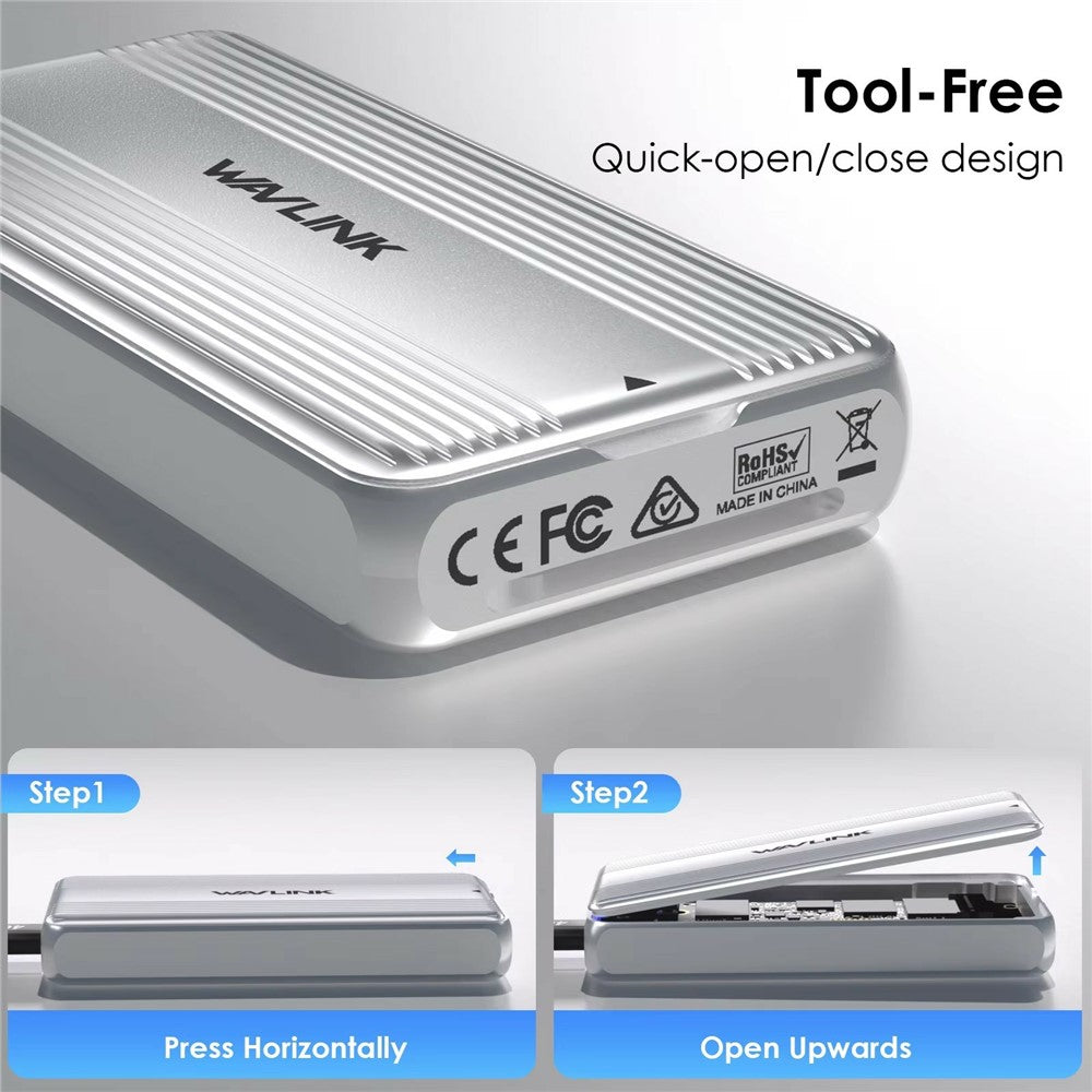 WAVLINK ST406C M.2 NVMe SSD Enclosure USB4 40Gbps Aluminum Alloy Hard Drive Case Support 2280  /  2260  /  2242  /  2230