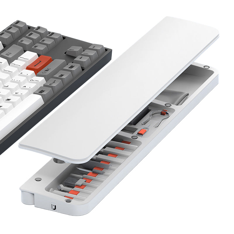 Multifunctional PU Leather Keyboard Wrist Rest Cleaning Kit Organizer Box for Phone/Camera/Earphones Cleaning Tools