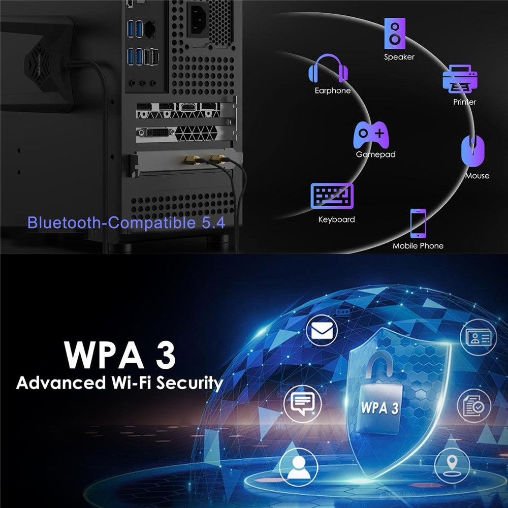 WAVLINK WL-WN685BE3-A Desktop PC WiFi 7 BE8800 Pcie Card Bluetooth-Compatible 5.4 8800Mbps Tri-Band BE200 Wireless Adapter