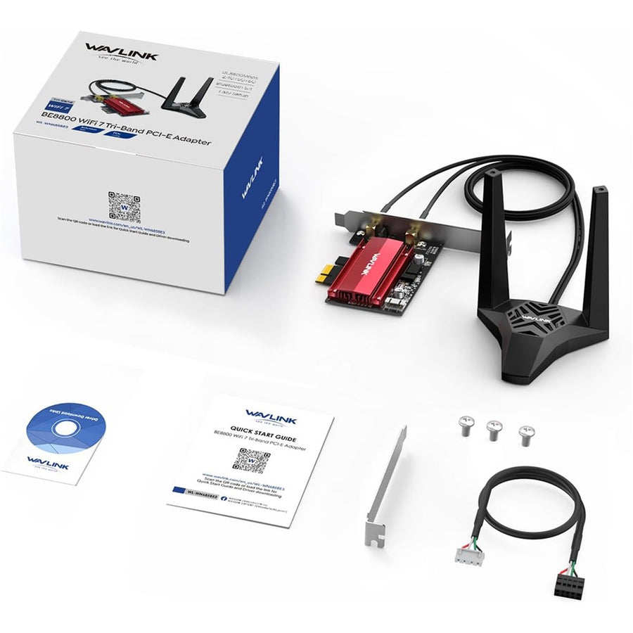 WAVLINK WL-WN685BE3-A Desktop PC WiFi 7 BE8800 Pcie Card Bluetooth-Compatible 5.4 8800Mbps Tri-Band BE200 Wireless Adapter