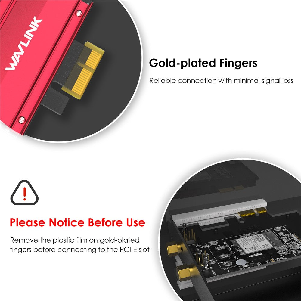 WAVLINK WL-WN685BE3-B WiFi 7 Tri-Band PCI-E Wireless Network Card BE8800 2.4GHz 5GHz 6GHz Bluetooth-Compatible 5.4 Adapter