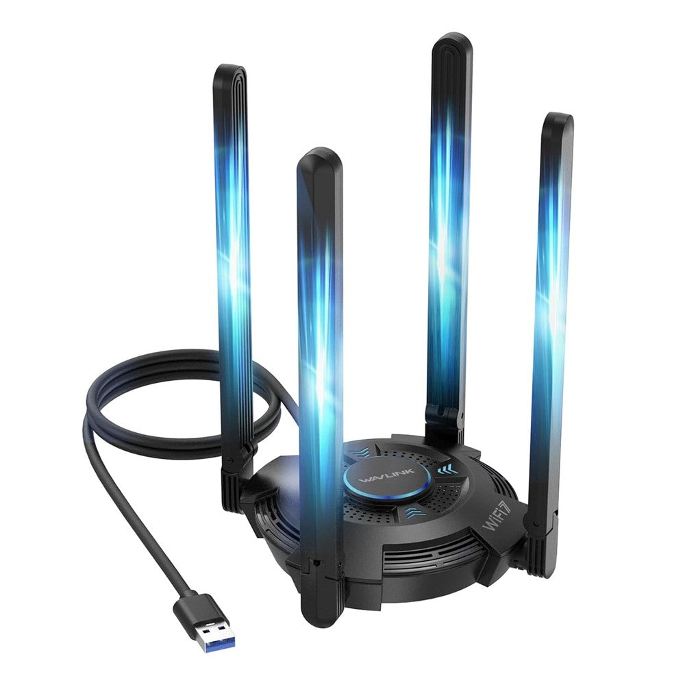 WAVLINK WN695BE2 BE6500 WiFi 7 Adapter Tri-Band 2.4GHz / 5GHz / 6GHz Booster High Gain Antennas USB 3.0 for Windows 10 / 11