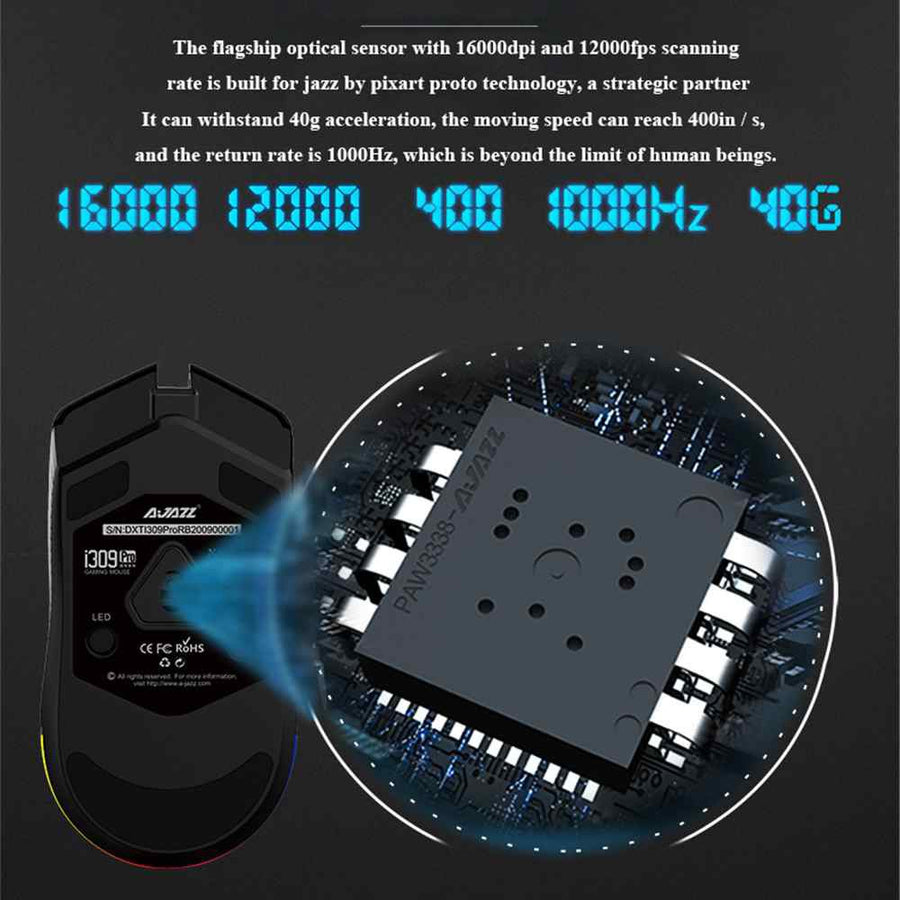 Ajazz i309 Pro Wireless Gaming Mouse, 16000 DPI, Dual Mode, photo 6