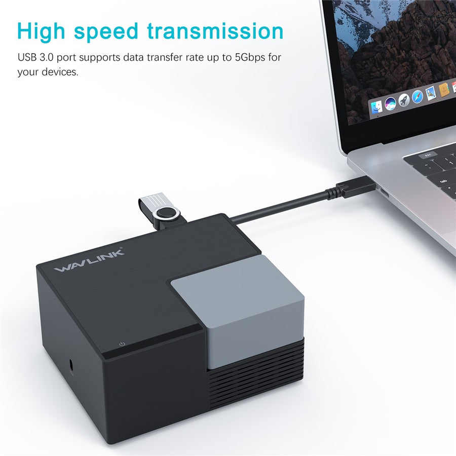 WAVLINK UG76PD2 USB-C Dual HD Universal Docking Station with 3.5mm Audio + Gigabit Network Port