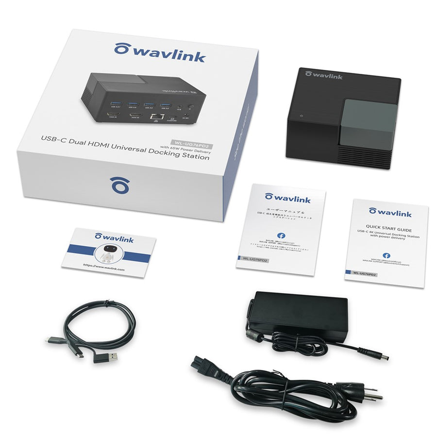 WAVLINK UG76PD2 USB-C Dual HD Universal Docking Station with 3.5mm Audio + Gigabit Network Port