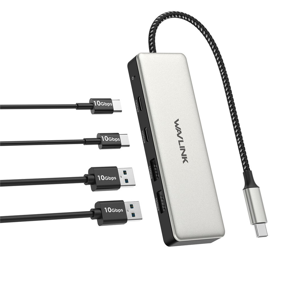 WAVLINK UH30420 Aluminum Alloy USB Hub 4-Port 10Gbps High Speed ??USB3.2 Gen2 Distributor