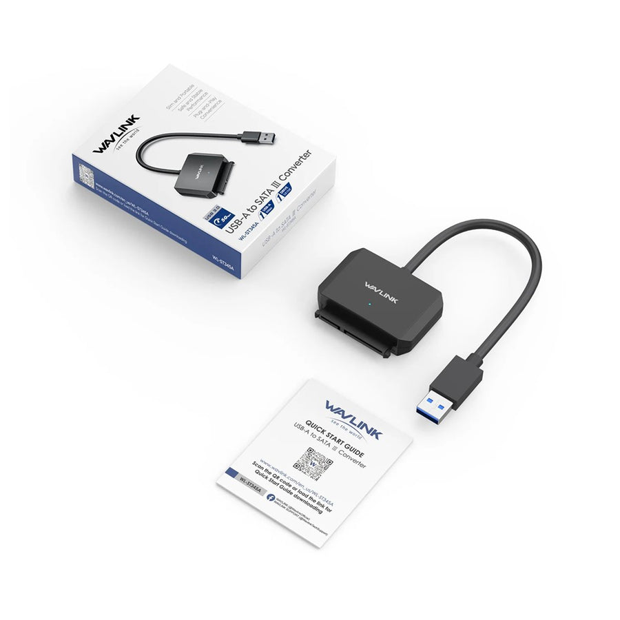 WAVLINK WL-ST345A USB 3.0 to SATA III Hard Drive Adapter Cable 5Gbps Data Transfer Converter