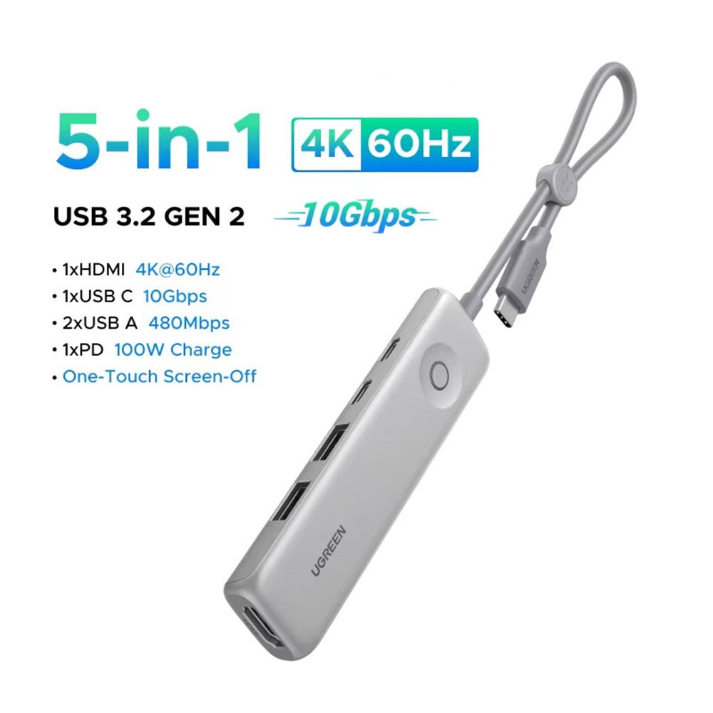 UGREEN U601 95189 5 in 1 USB-C Hub 4K / 60Hz HD PD 100W Fast Charging USB 3.2 Gen2 10Gbps Type-C Docking Station for MacBook Laptop