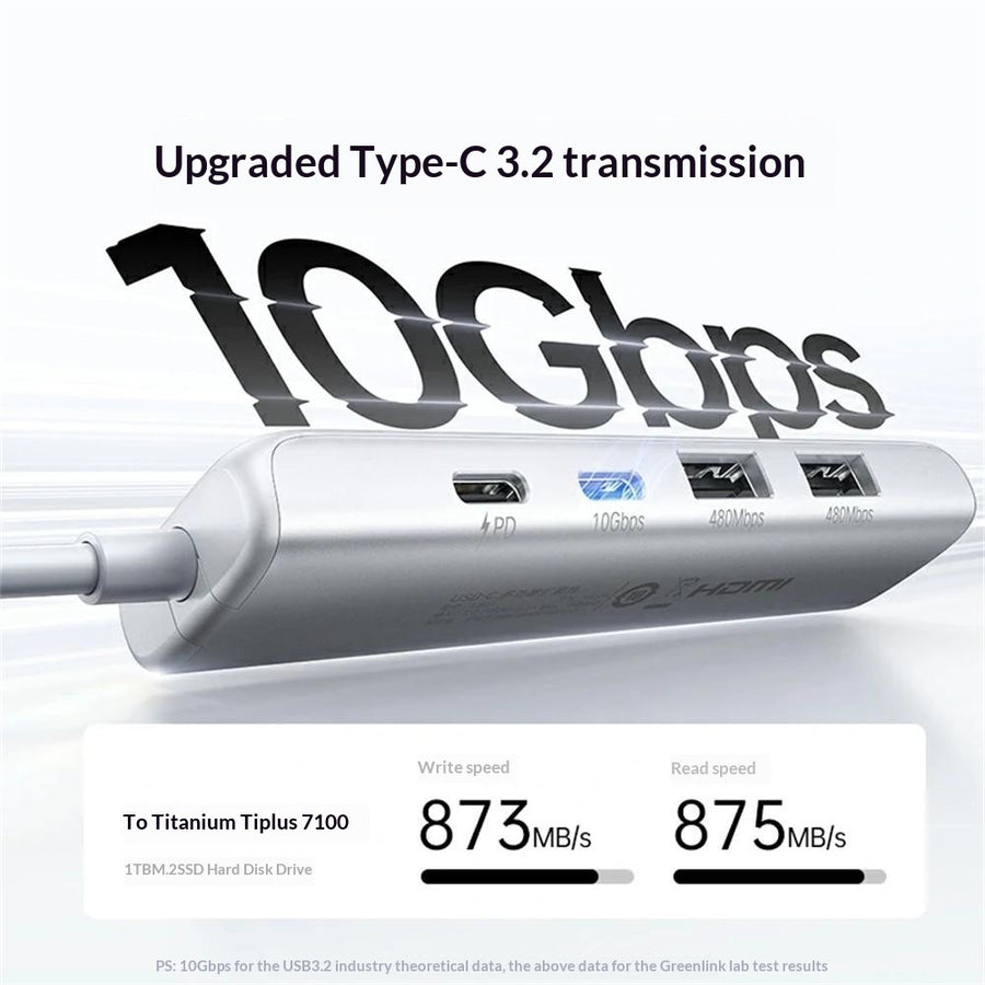 UGREEN U601 95189 5 in 1 USB-C Hub 4K / 60Hz HD PD 100W Fast Charging USB 3.2 Gen2 10Gbps Type-C Docking Station for MacBook Laptop