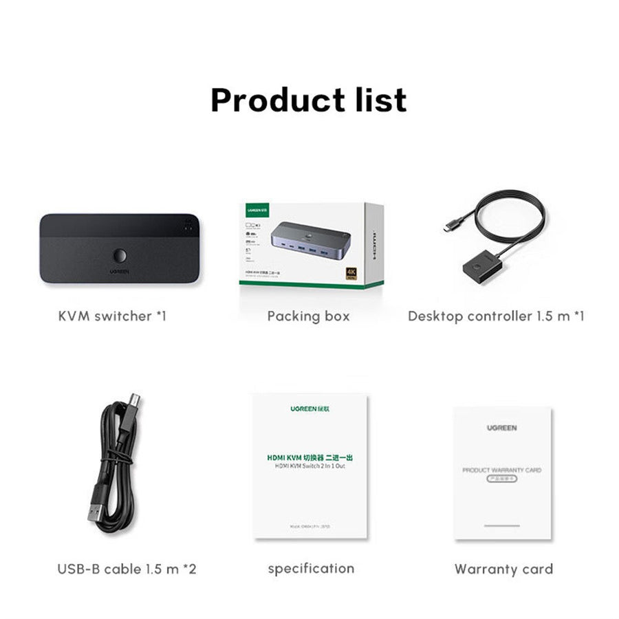 UGREEN 35765 2in1 KVM Switch | 4K, 60Hz