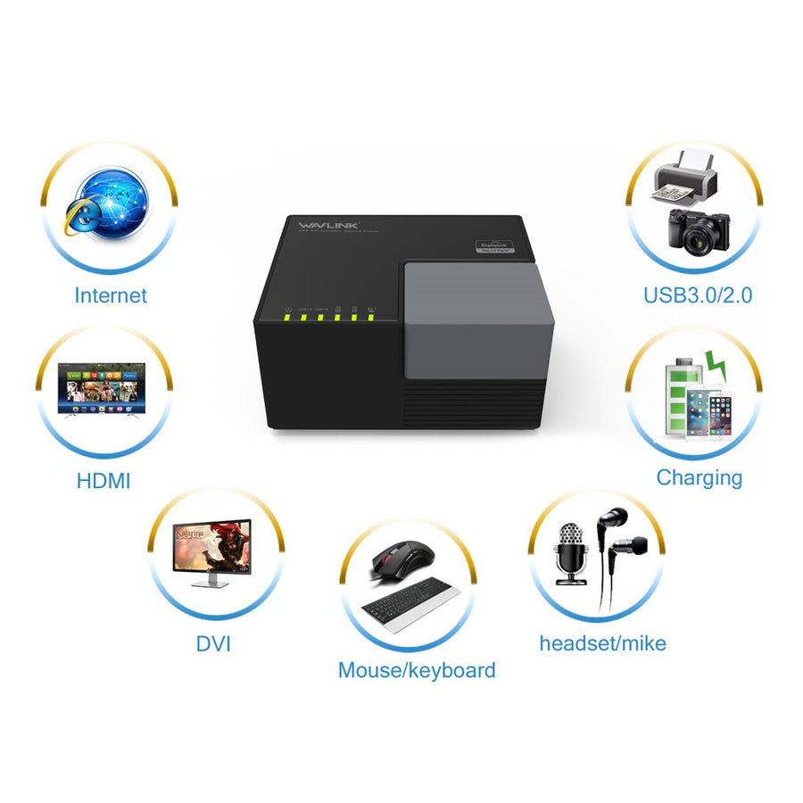 WAVLINK WL-UG39DK3 USB 3.0 Hub Fast Charging Gigabit Ethernet Dual Display Video Dock with DVI / HD