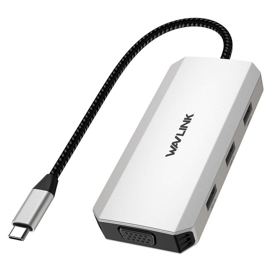 WAVLINK WL-UMD307 Hub Adapter Type-C to HD 4K@60Hz+VGA 1080P@60Hz+3xUSBA2.0+2xDP Docking Station