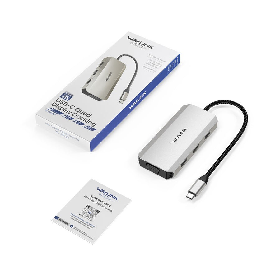 WAVLINK WL-UMD307 Hub Adapter Type-C to HD 4K@60Hz+VGA 1080P@60Hz+3xUSBA2.0+2xDP Docking Station