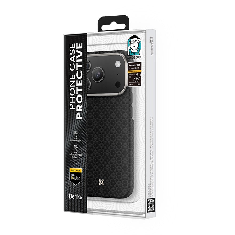 BENKS C1 For iPhone 18 Pro / 17 Pro Case Aramid Fiber Diamond Texture Woven Phone Cover Compatible with MagSafe