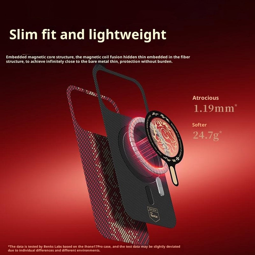BENKS For iPhone 18 Pro / 17 Pro Magnetic Case Aramid Fiber Floating Jacquard Protective Phone Cover