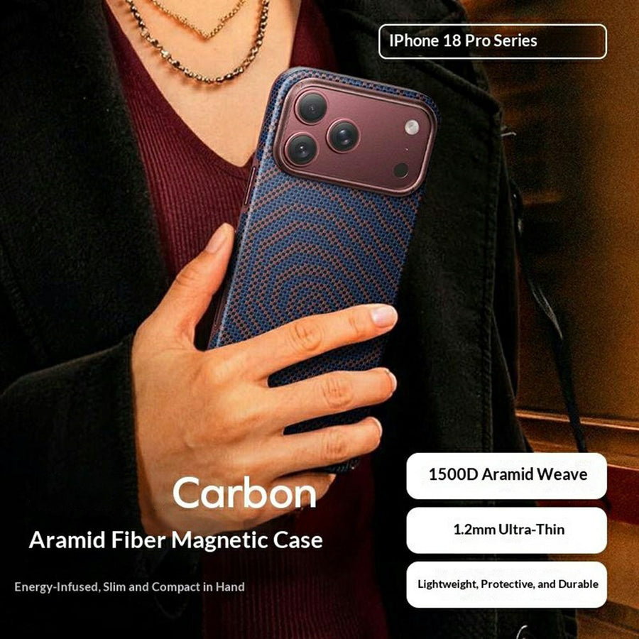 MOMAX SoMa Carbon Case for iPhone 17 Pro & 18 Pro, 1500D Aramid Fibre, photo 6