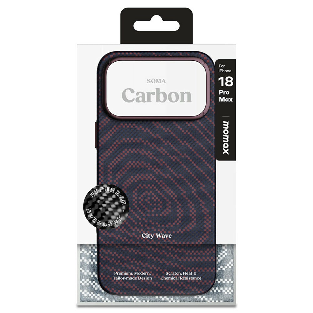 MOMAX SoMa Carbon Case for iPhone 17 Pro & 18 Pro, 1500D Aramid Fibre, photo 10