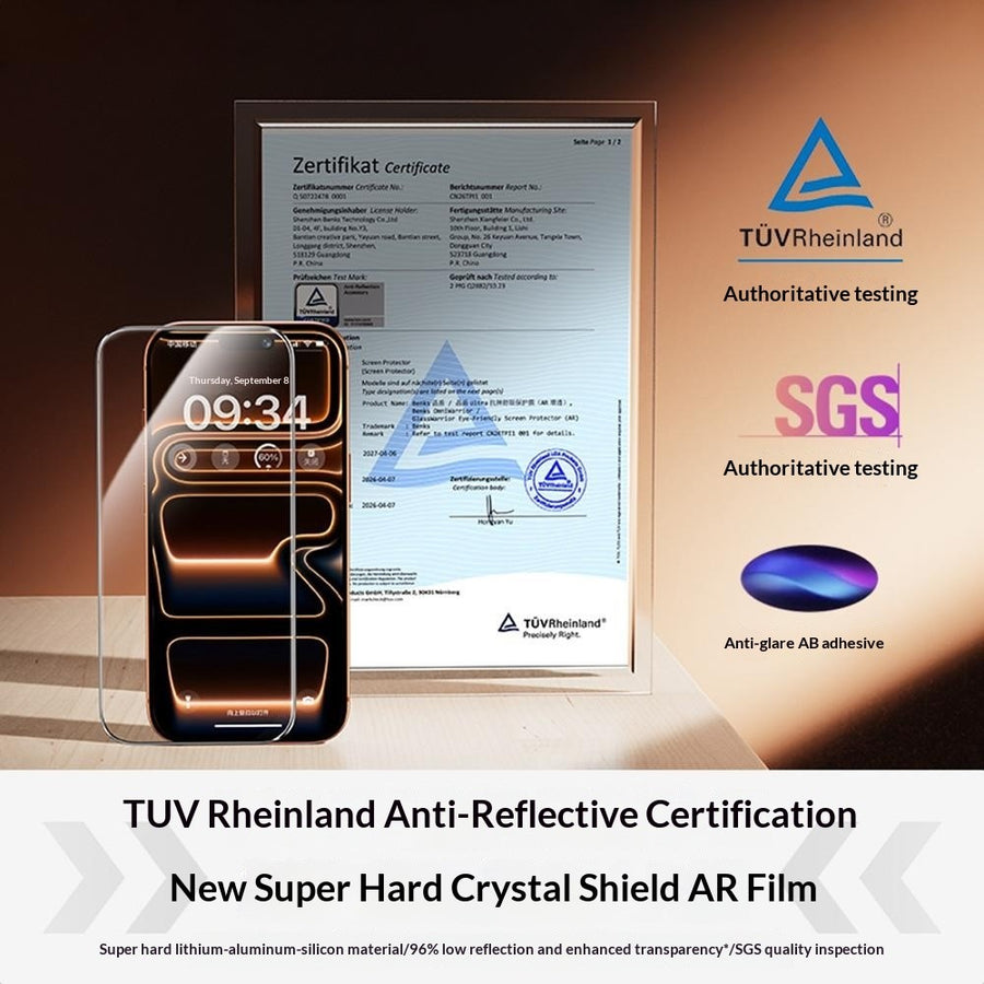BENKS for iPhone 17 Pro Screen Protector Lithium Aluminium-silicon Glass AR Anti-Reflective Film
