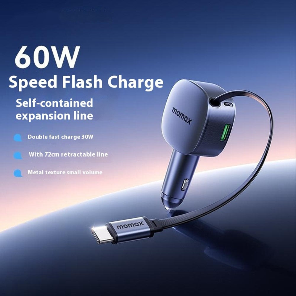 MOMAX 60W Car Car Charger 60W, Built-In Cable, photo 2